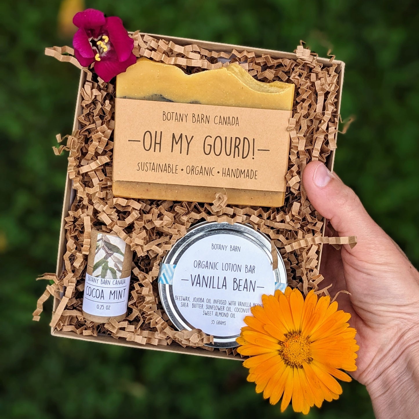 Self Care Gift Set | Organic Soap, Eco Friendly Lip Balm and Organic Lotion Bar