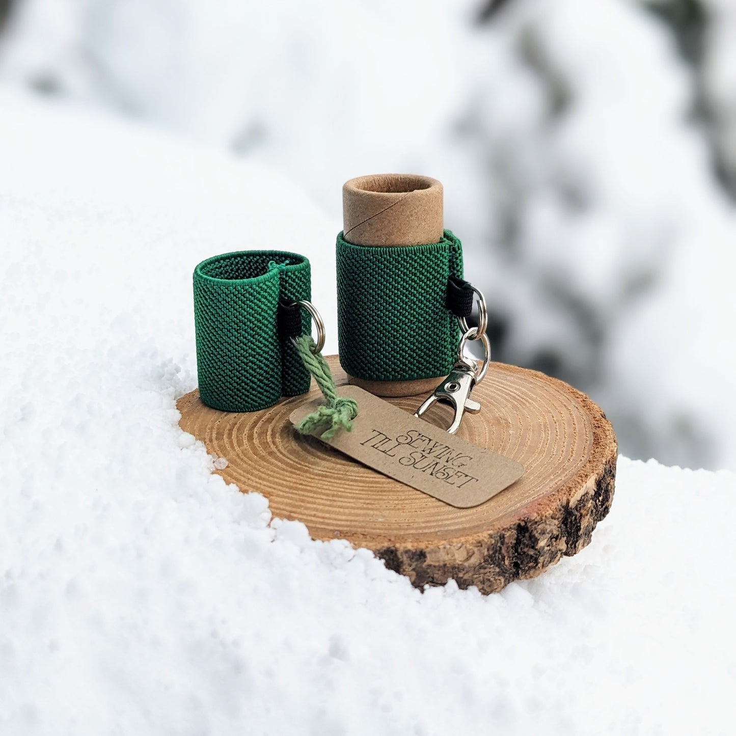 Handmade Lip Balm Holder - Elastic Chapstick Holder with Keychain Clip. Pair with our Zero Waste Plastic Free Lip Chap!