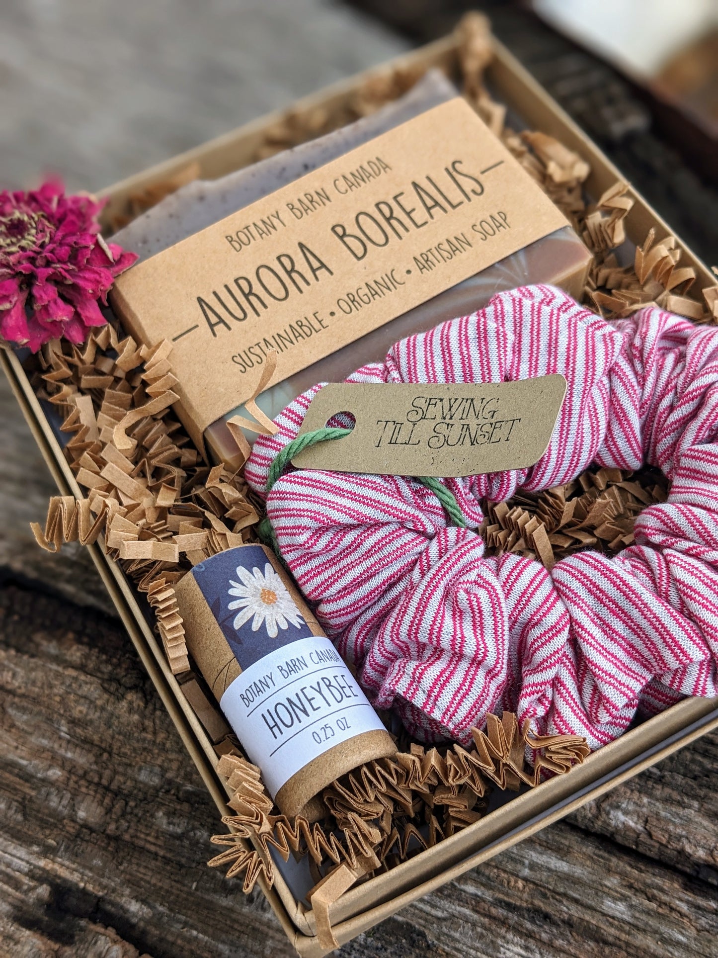 Eco Friendly Gift | Organic Soap, Biodegradable Lip Balm & Handmade Scrunchie