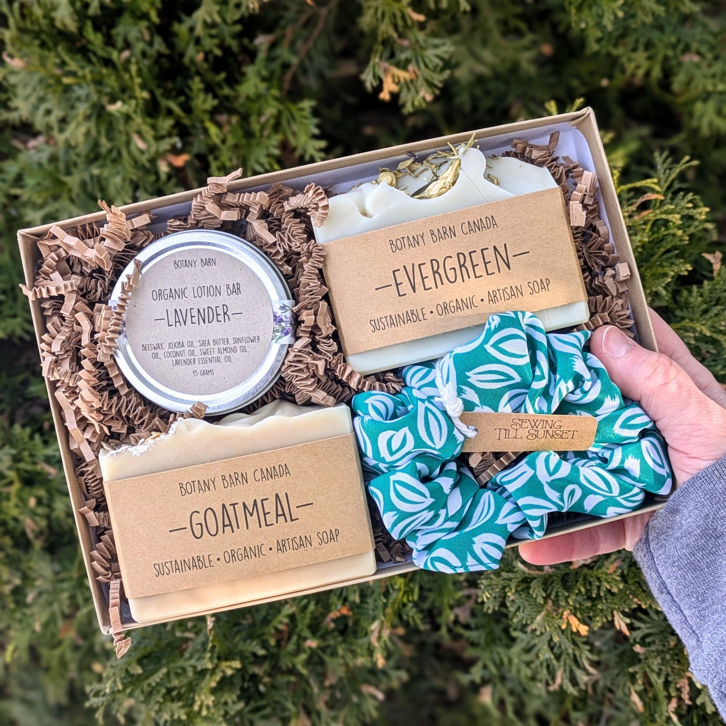Natural Gift Set | Canadian Made Artisan Soaps, Organic Lotion Bar & Scrunchie