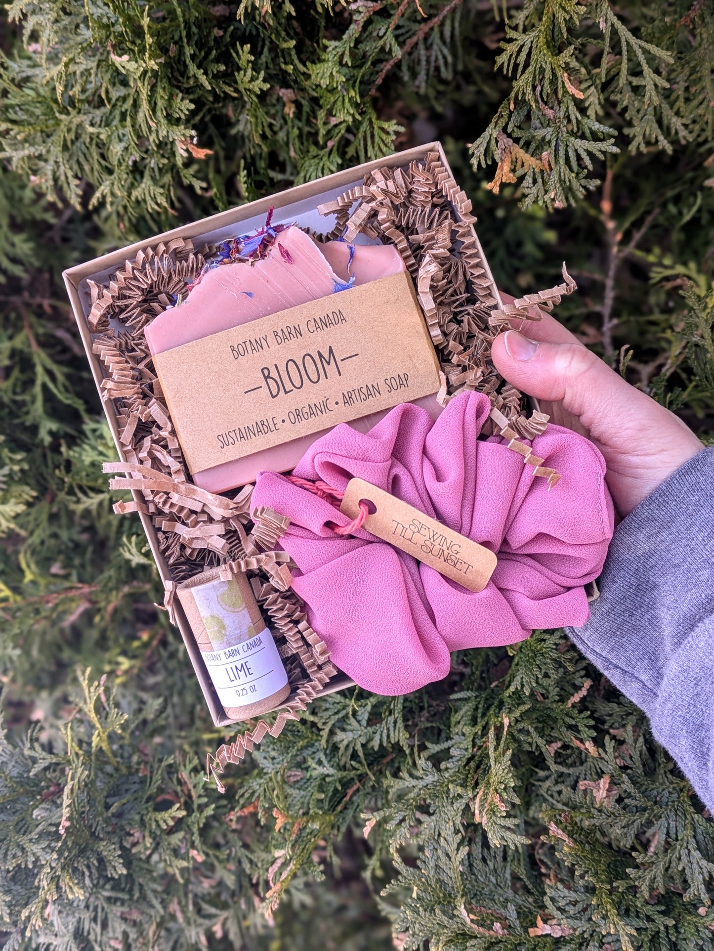 Eco Friendly Gift | Organic Soap, Biodegradable Lip Balm & Handmade Scrunchie