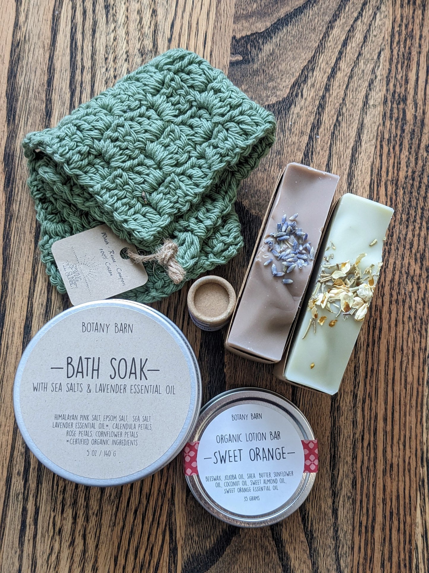 Spa Gift Box | Canadian Made Soap, Lotion Bar, Lip Balm, Washcloth & Bath Salts