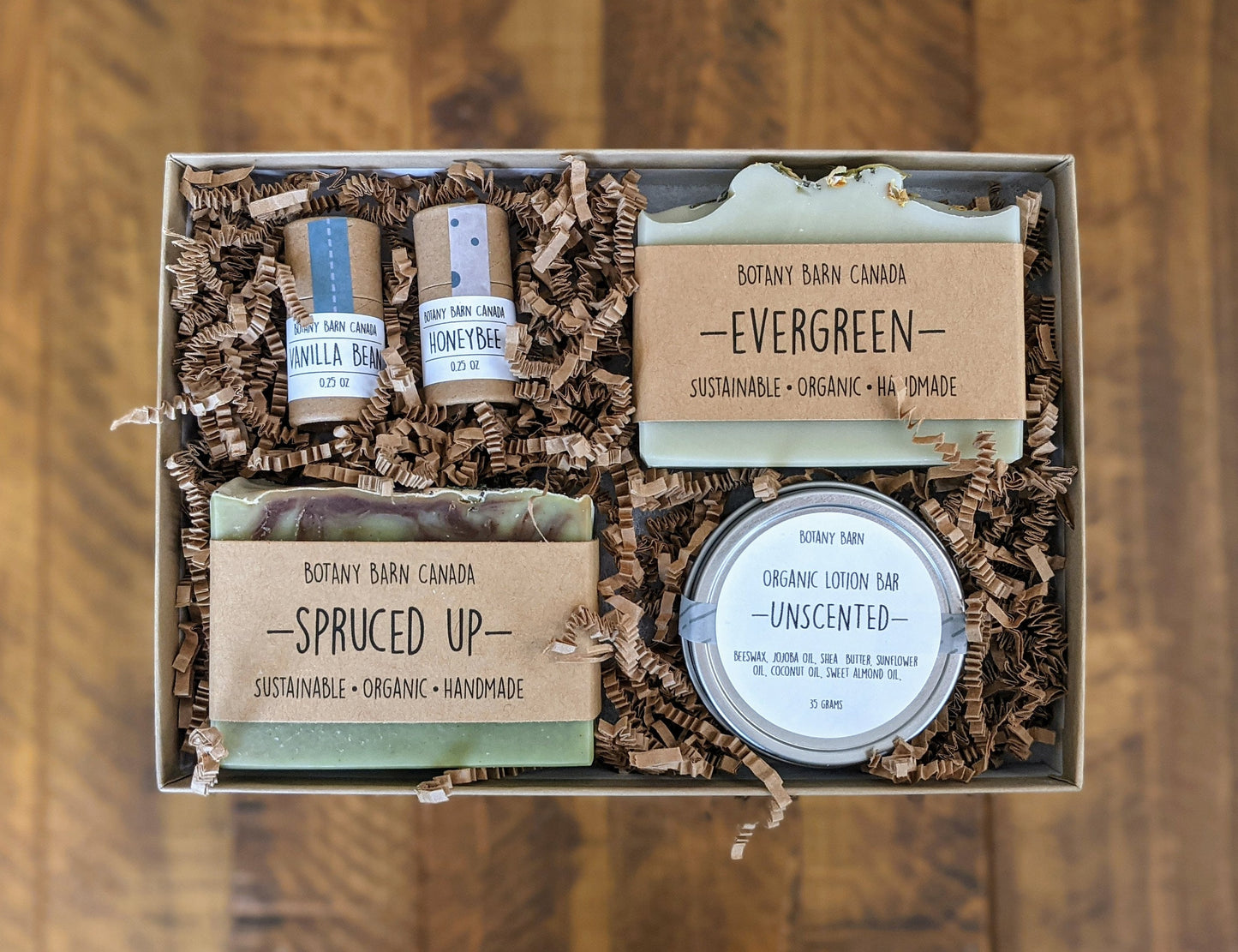 Natural Gift Box | 2 Artisan Soaps, 2 Zero Waste Lip Balm, 1 Organic Lotion Bar