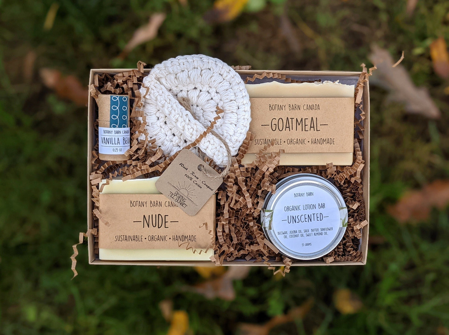 Scent Free Gift Box | Natural Soaps, Organic Lip Balm & Lotion Bar, Handmade Facial Round