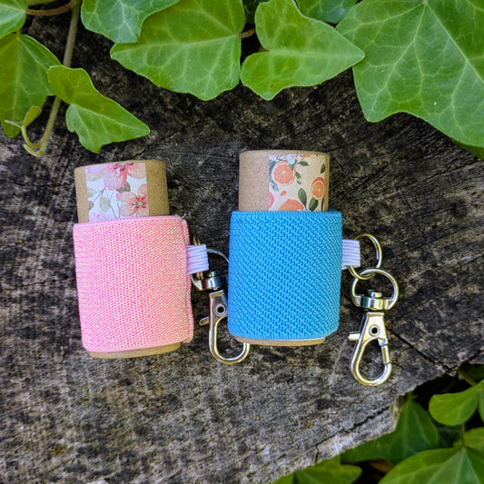 Handmade Lip Balm Holder - Elastic Holder with Keychain Clip. Pair with our Zero Waste Lip Chap!