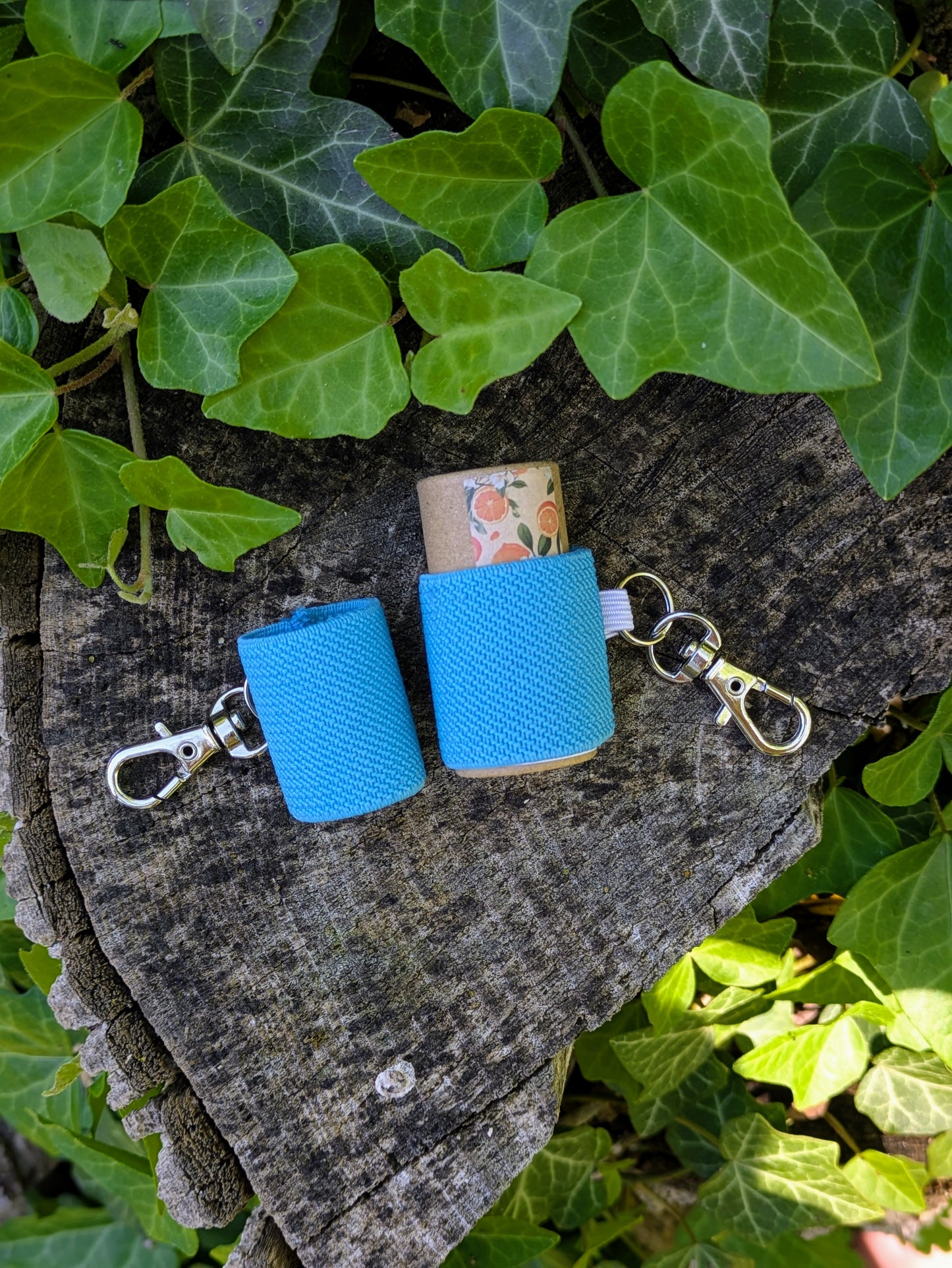 Handmade Lip Balm Holder - Elastic Holder with Keychain Clip. Pair with our Zero Waste Lip Chap!