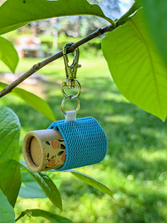 Handmade Lip Balm Holder - Elastic Holder with Keychain Clip. Pair with our Zero Waste Lip Chap!
