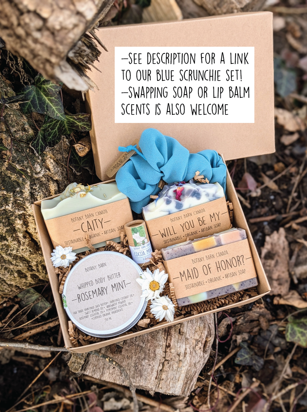 Bridesmaid Proposal Box | Custom Soap Labels, Handmade Lip Balm, Bath Soak & Scrunchie