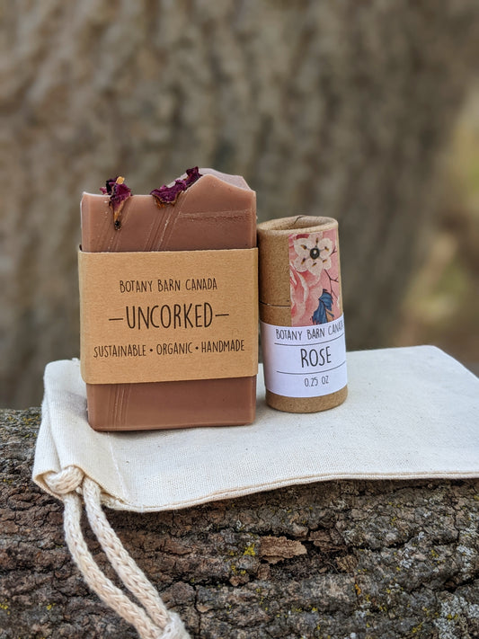 Natural Gift Set | One Mini Soap & One Lip Balm in Cotton Bag