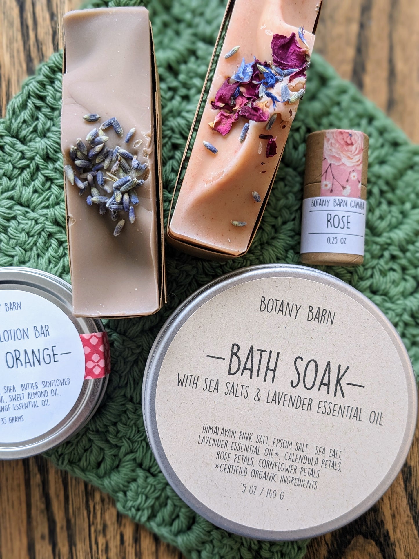 Spa Gift Box | Handmade Soap, Lotion Bar, Lip Balm, Washcloth & Bath Salts