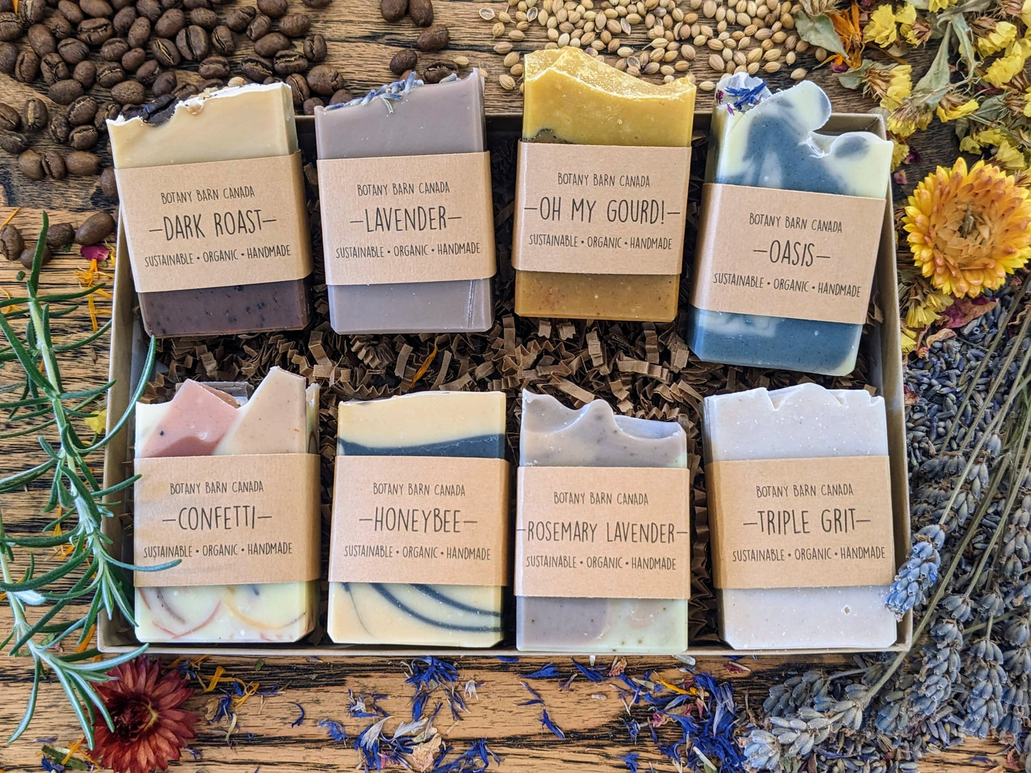 Natural Soaps | Gift Set of 8 Half Bars with Custom Labels